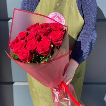 Красные розы 60 см 15 шт. (Россия) артикул  4074dar