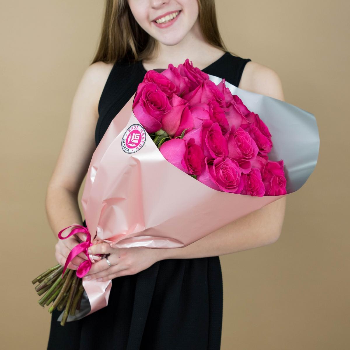 Букет из розовых роз 21 шт. (40 см) №  1074krkray
