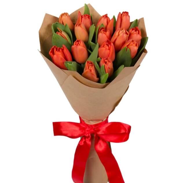 Букет красных тюльпанов 15 шт артикул букета: 1736dar